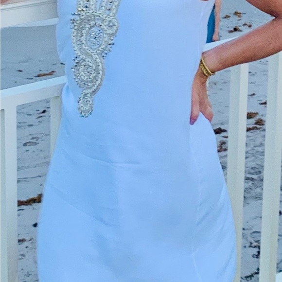 Lilly Pulitzer XS DRESS White with gold and silver embellishments - Picture 2 of 15